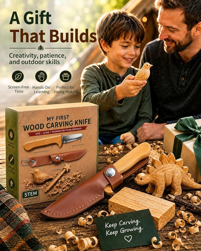 Whittling Knife for Kids, Safe Beginner Rounded Tip Wood Carving Knife for Boys - Image 8
