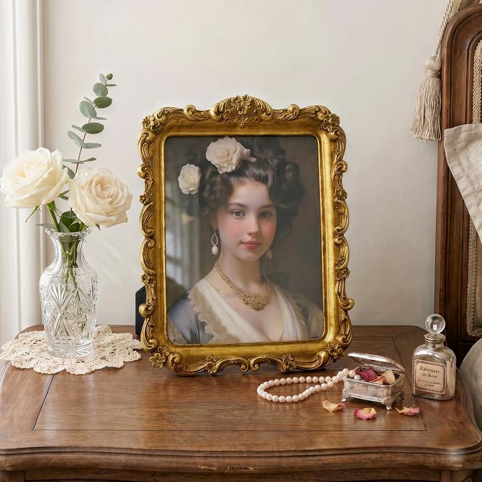 Cuspin 8x10 Gold Vintage Picture Frame, Ornate Floral Resin Photo Frame - Image 8