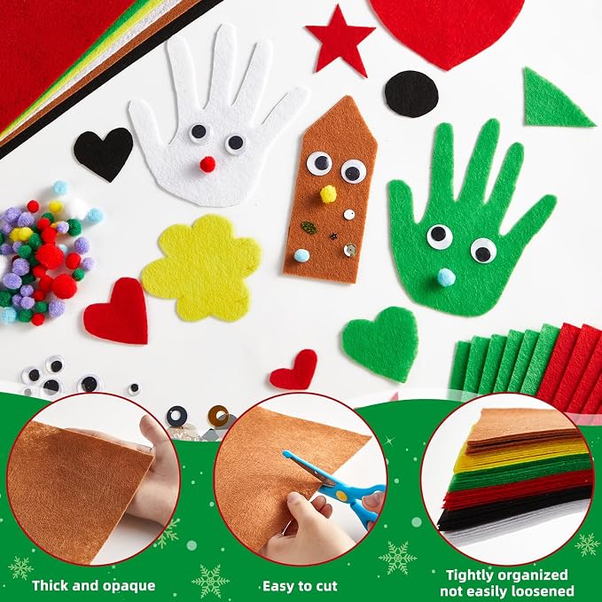 gisgfim 42Pcs Christmas Felt Fabric Sheets 8 x 12 Inch Red Green Black Assorted - Image 3