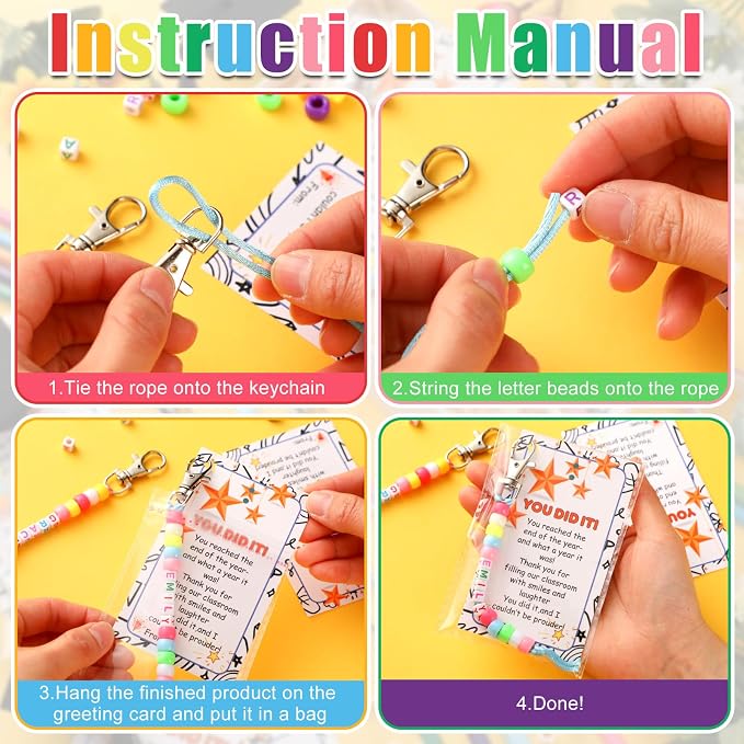 Suncalla 984 Pcs 24 Set End of Year Gift Keychain Making Kit Gift Crafts | - Image 2