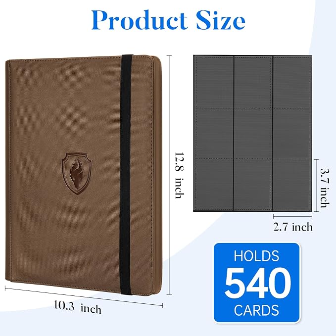 Premium 9 Pocket Card Binder for 540 Cards, Fabmaker PU Cover Trading Card - Image 6