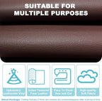Brown Faux Leather Fabric 79"×55" Lychee Grain Upholstery Vinyl - Image 3