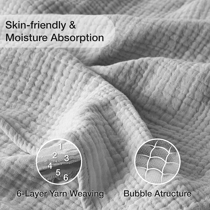 100% Cotton Muslin Blanket Twin 66" x 90", Breathable and Lightweight Cotton - Image 3