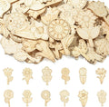 48 Pcs Unfinished Wood Flower Cutouts by URURLIFEHALL