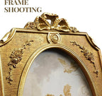 Cuspin 5x7 Picture Frame Vintage Bow Frame, Bronze Textured Resin Photo Frame - Image 2