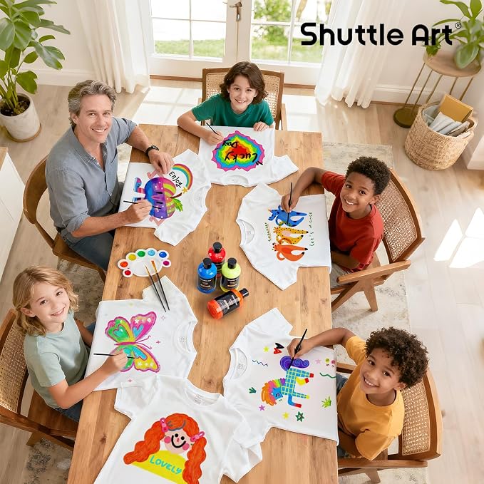 Shuttle Art 18 Colors Fabric Paint, 250ml/8.45oz, Permanent Soft Fabric Paint - Image 7