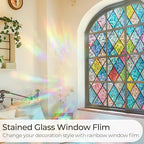 Windimiley Stained Glass Window Privacy Film: 3D Rainbow Floral Decorative - Image 2
