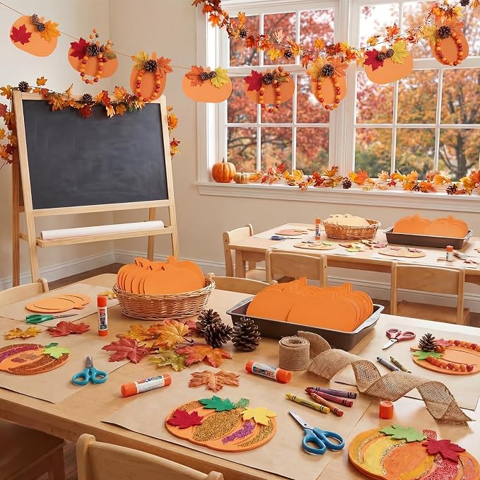 Ireer 48 Pcs Large Foam Pumpkin Cutouts 6 Inch Halloween Crafts Cutouts Fall - Image 5