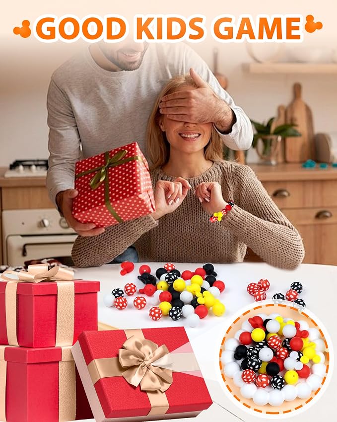 FIVEIZERO 76PCS Mouse Silicone Beads Kit | Mouse Ears & Round Beads, 4 Colors - Image 5