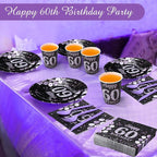 Pickmesh 400 Pcs 60th Birthday Party Supplies Purple Black Happy Birthday - Image 5