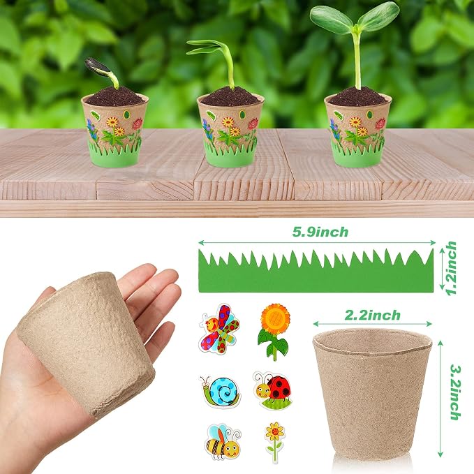 Jecery 30 Sets Garden Paper Craft Kit DIY Foam Flower Pots, Flower Planting and - Image 3