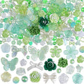 350 Pieces 3D Resin ABS Colorful Rose Flower Bows Butterfly Charms by ShowNow
