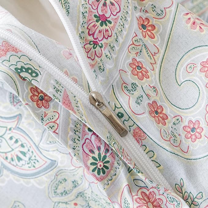SUSYBAO Pink Paisley Duvet Cover King 100% Cotton Vintage Boho Duvet Cover 3 - Image 4