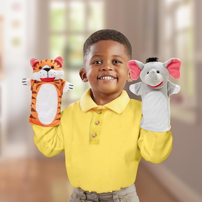 Melissa & Doug Zoo Friends Soft Plush Hand Puppets 4-Piece Glove Set - Image 7