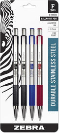 Zebra Pen F-301 Ballpoint Assorted Ink Fine Point 0.7mm Pen, Easy-Glide Ink by ZebraPen