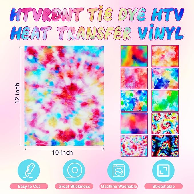HTVRONT Tie-Dye HTV Heat Transfer Vinyl - Image 3