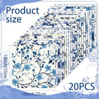 HunnmingRe 20 Pcs 10''x10'' Blue White Flower Quilting Fabric Square - Image 2