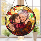 Personalized Grandma Stained Glass Sun Catcher, Custom Photo Family Portrait - Image 3