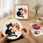 Nuberlic Black Cat Flowers Embroidery Kits - Image 5