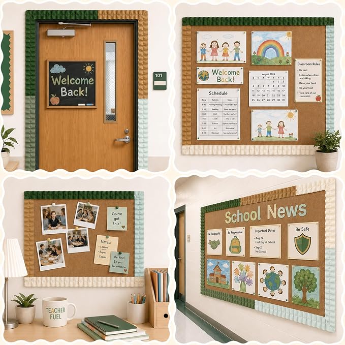 6 Rolls 40 Ft Ruffled Bulletin Board Borders Back to School Classroom Decor - Image 6
