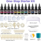 LET'S RESIN All-Inclusive Keychain Making Kit, 12-Color UV Resin - Image 2