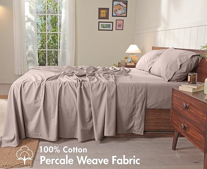 RUVANTI 100% Cotton Sheets – Queen Size Percale Bedding, Cooling & Breathable - Image 2