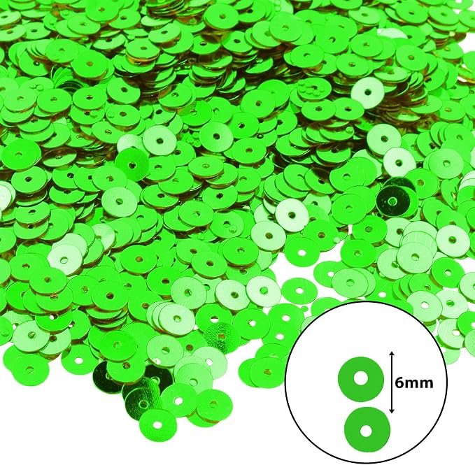 Mandala Crafts 6mm Flat Round Green Sequins - Image 3