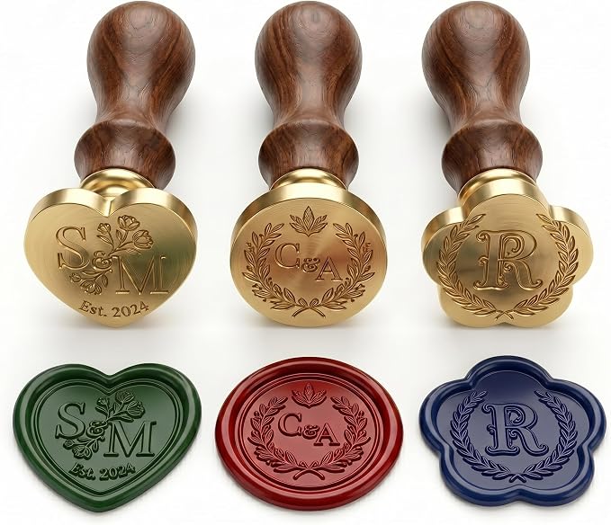 KAINSY Custom Wax Seal Stamp, Personalized Name Logo Sealing Stamp, Brass Wax by KAINSY