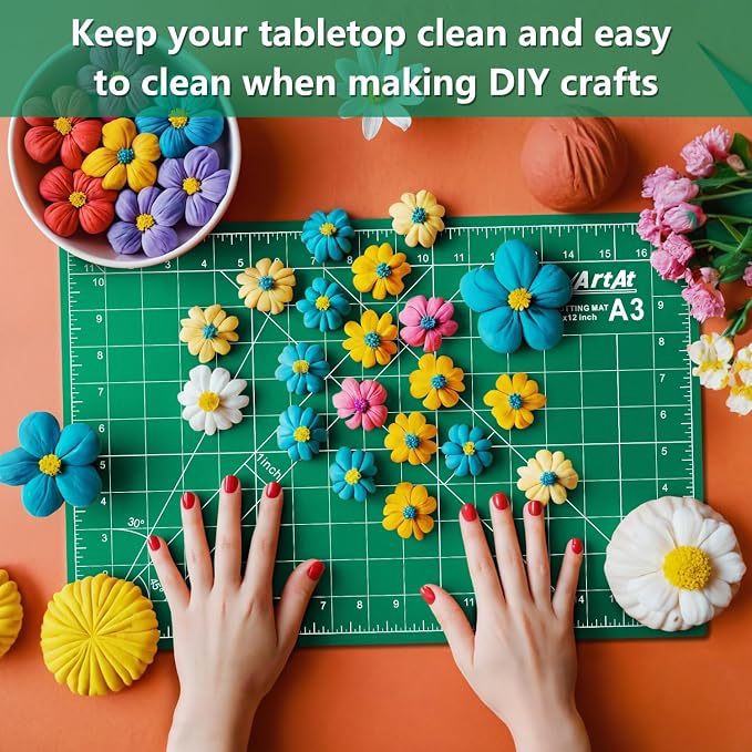 ArtAt Self Healing Cutting Mat:【10 Pack Cutting Mat 12″x 18″】 Green Double - Image 3