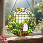 8'' Halloween Ghost Greenhouse Sun Catcher Ornament, Stained Glass Window - Image 5