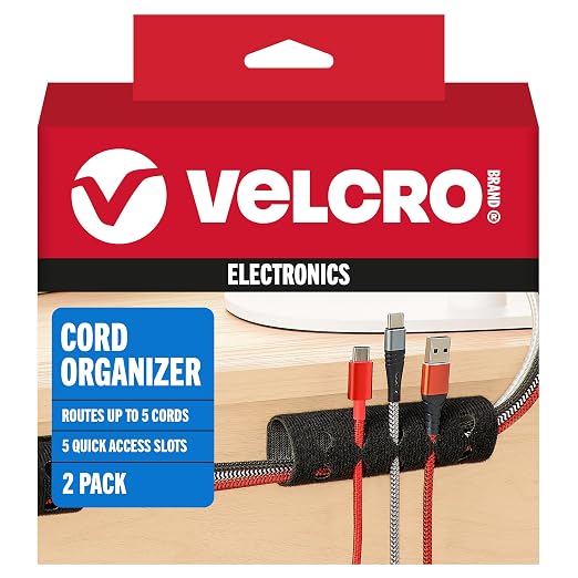 VELCRO Brand Cord Organizer for Desk & Nightstand, 5 Cable Slots - Image 6