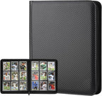 360 Cards Ringless 9-Pocket Side Loading Trading Card Binder, PU Zipper Fixed by GERMUN