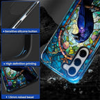 for Samsung Galaxy S23 Plus Case, Crow Faux Stained Glass Pattern Glossy 2 in 1 - Image 4
