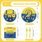 96 Pcs Yellow Cartoon 2nd Birthday Party Supplies Yellow Jeans Banana Plates - Image 4