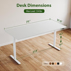 Agilestic Electric Standing Desk, 71 x 31.5 Inches Height Adjustable Desk - Image 3