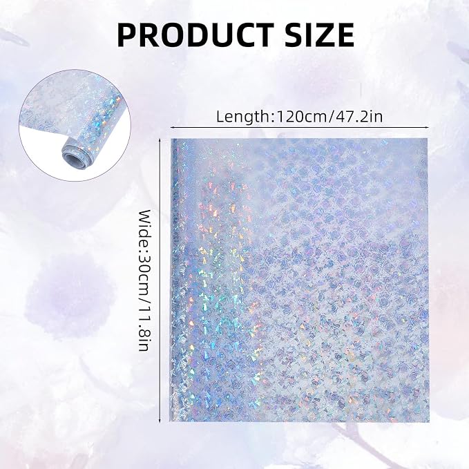 Transparent PVC Clear Vinyl Faux Leather Sheets, 11.8 x 48 Inch Holographic - Image 2