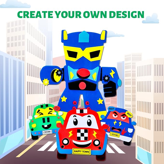 VKPI 4 Pieces EVA Foam Art Crafts Gift Kit, Creative Make Your Own Cars - Image 6