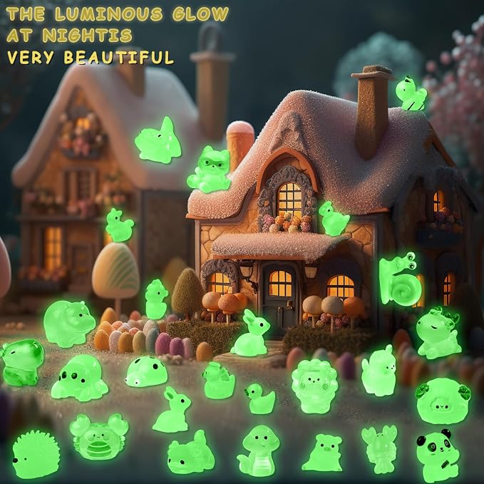 52Pcs Luminous Mini Resin Animals 52 Styles Miniature Glow in the Dark Resin - Image 7