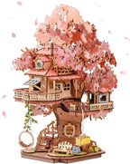 Rolife DIY Miniature House Kits Sakura Tree House 12" 3D Wooden Puzzles by Rolife
