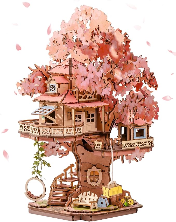 Rolife DIY Miniature House Kits Sakura Tree House 12" 3D Wooden Puzzles by Rolife