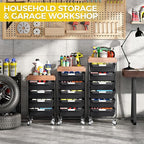 SYKIARIOL Utility Cart with 6 Labeling Drawers and Wooden Tabletop – Rolling - Image 7