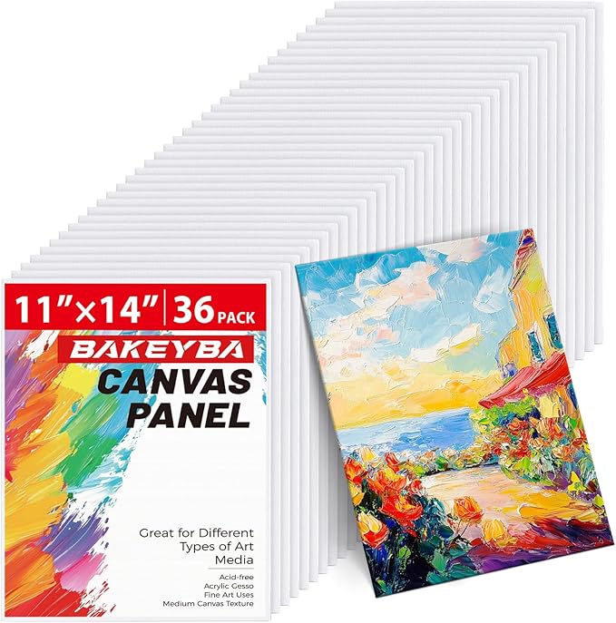 Canvas Boards for Painting 36 Pack, 11x14 Inch Blank Canvas Panels, 100% Cotton by Unknown
