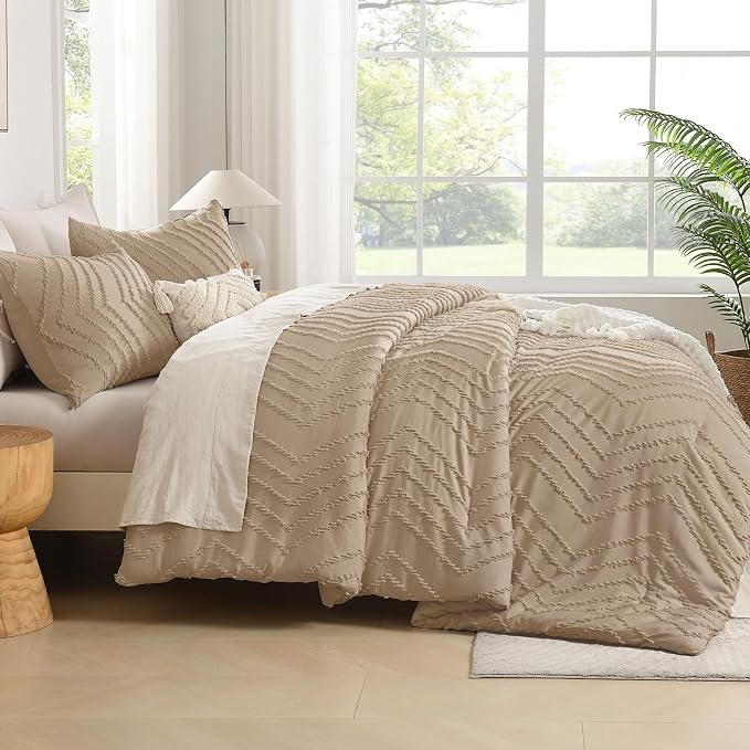Andency Taupe California King Comforter Set, Boho Cal King Soft Warm Tufted - Image 8