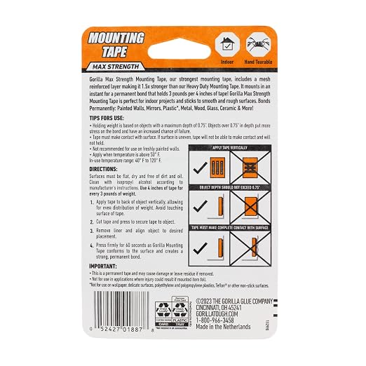 Gorilla Max Strength Mounting Tape, Reinforced Mesh Backing, Holds up to 45 lbs - Image 6