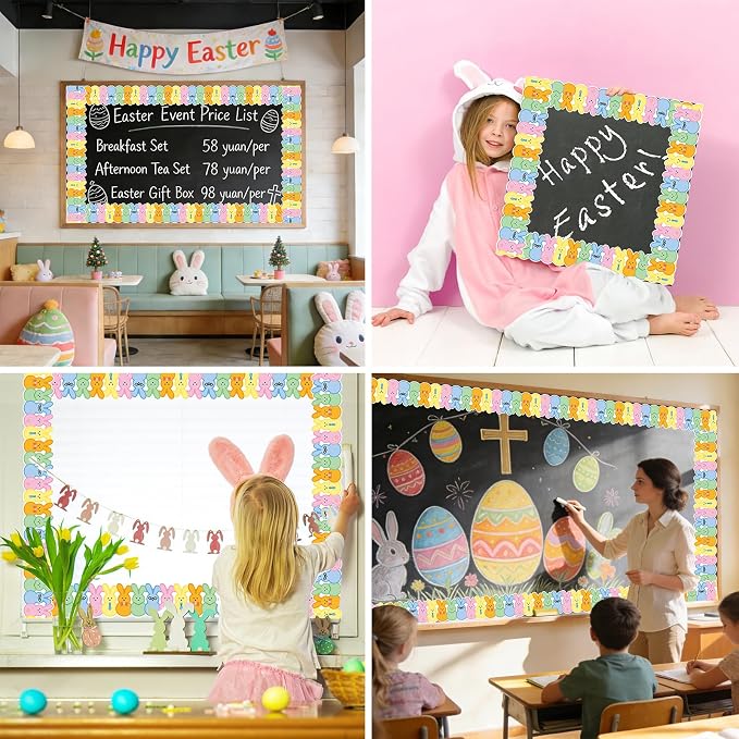69 Feet Easter Bunny Bulletin Board Border Colorful Rabbit Die Cut Trim Border - Image 8