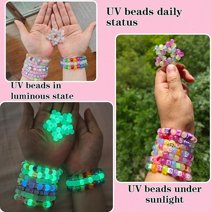 SJZWSD 5 Boxes Bracelet Making Kit Pony Beads, 6x9mm Kandi Rave Beads & Hair - Image 4