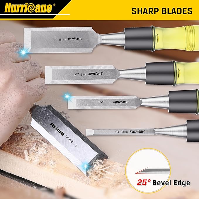 HURRICANE 4 Piece Wood Chisel Set - Image 4