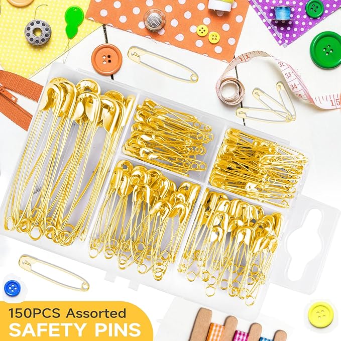 Huhuhero Safety Pins Assorted, Nickel Plated Steel Pin Bulk, Sewing Arts Crafts - Image 5