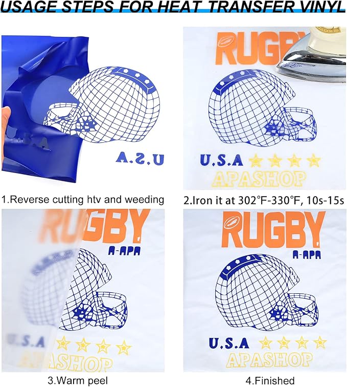 TUMIYA Blue Heat Transfer Vinyl HTV Rolls, Glossy Adhesive HTV Vinyl - Image 4