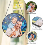 Personalized Dad Photo Stained Glass Suncatcher, Stained Glass Window Hanging - Image 3
